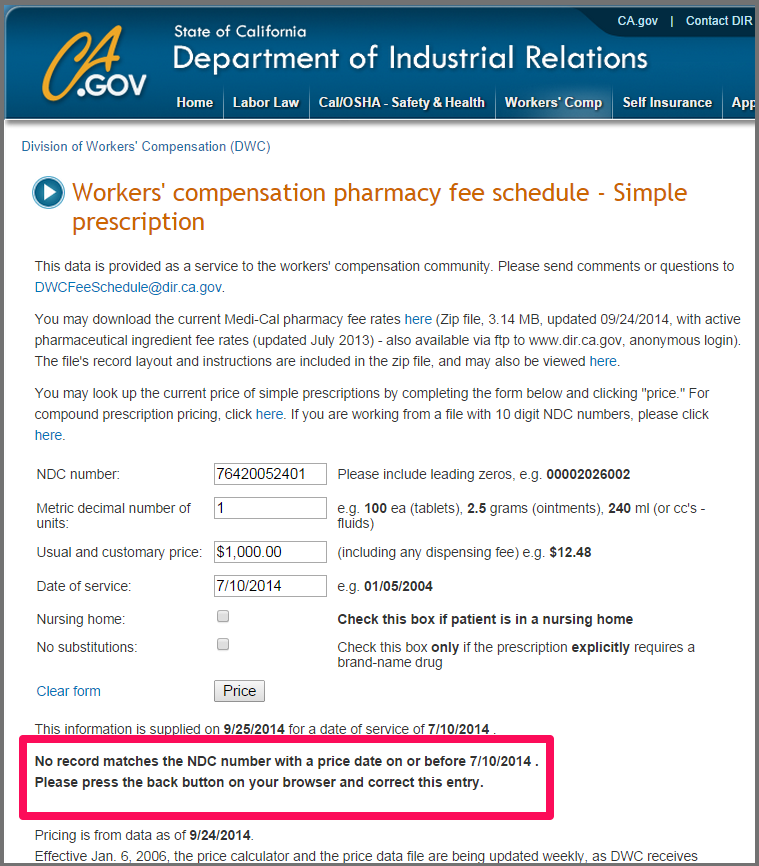 Warning: The DWC's Pharmacy Fee Schedule Is Not Always Accurate